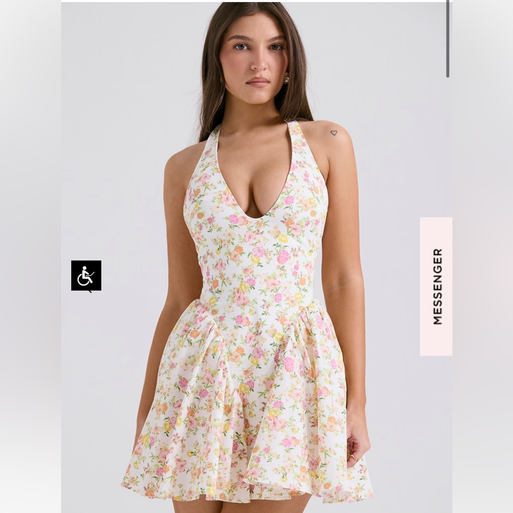 House of CB VALENTIA HALTER MINI DRESS (M)
